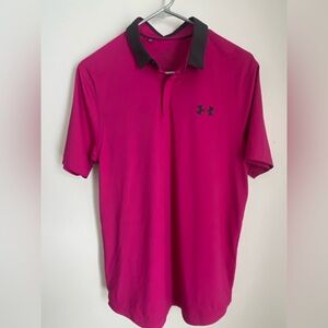 Under Armour Men's Vibrant Polo Shirt - Pink and Black